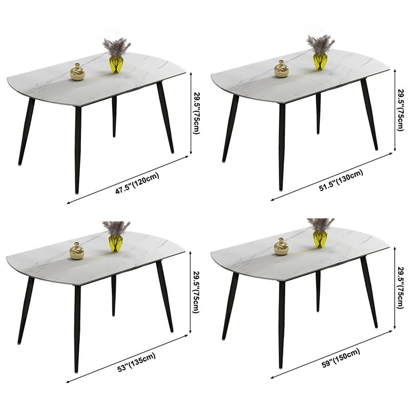 Moderne stijl gesinterde stenen eettafel witte ronde tafel met zwarte poten