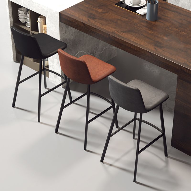 Armless Faux Leather Counter Stool Industrial Footrest Bar Stool