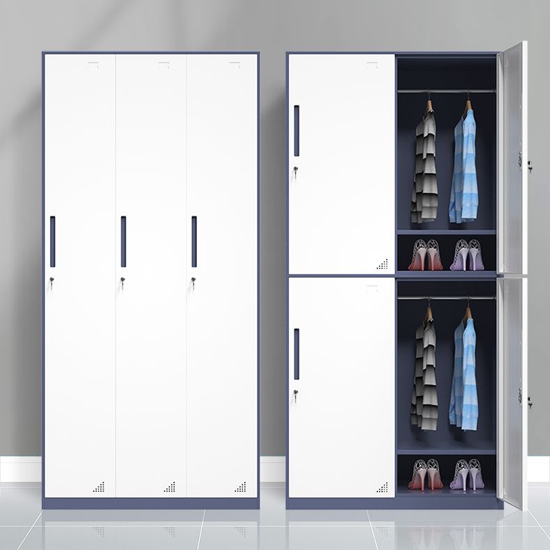 Modern Steel Wardrobe Cabinet White and Grey Wardrobe Armoire