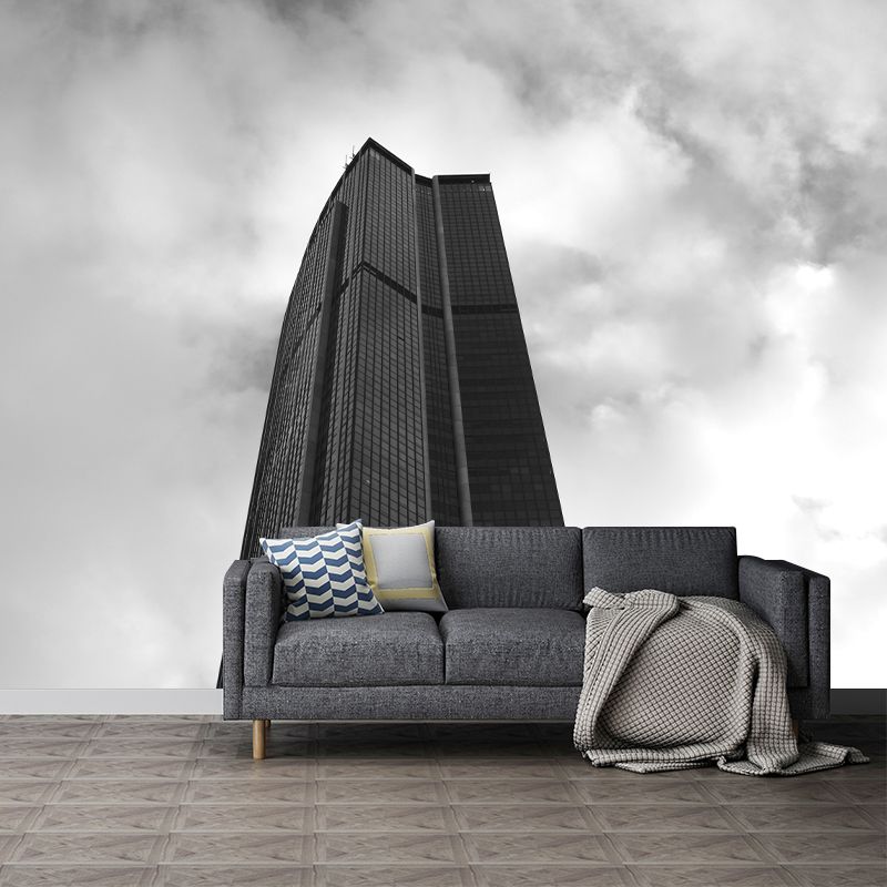 Contemporary City Architecture Moisture Resistant Wall Decor for Meeting Room