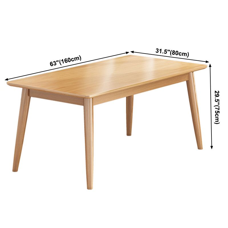 Rectangle 4 Legs Modern Dining Table Wood Color Fixed Table of Solid Wood