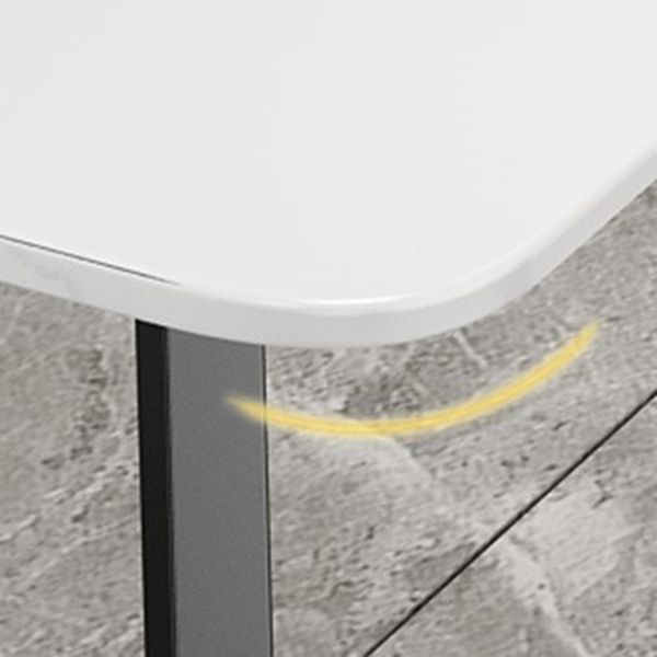 Modern Rectangle Dining Table Set 1/2/5/7 Pieces Dinette Set with White Sintered Stone Top