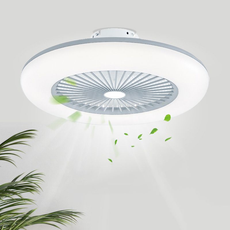 Schlafzimmer LED -Deckenlüftungslampe Makkaronstil Semi -Flush -Licht mit kreisförmiger Acrylschatten