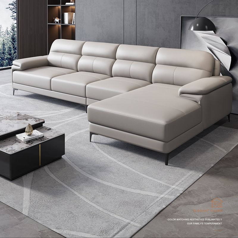 Contemporary Light Grey Sofa with Pillow Top Arm for Apartment 35.43"