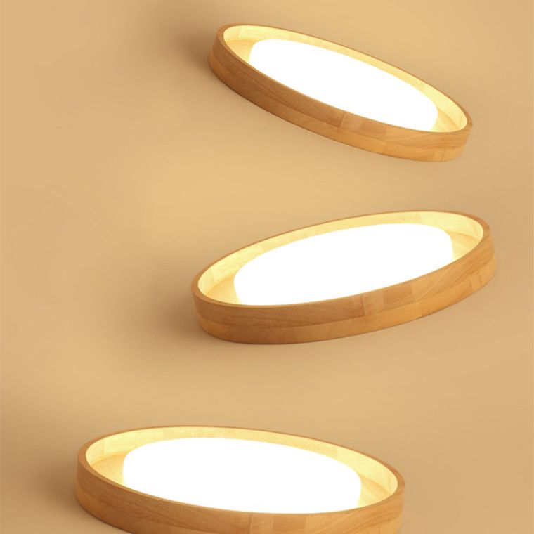 Plafonnier encastré circulaire en bois, luminaire LED de Style moderne