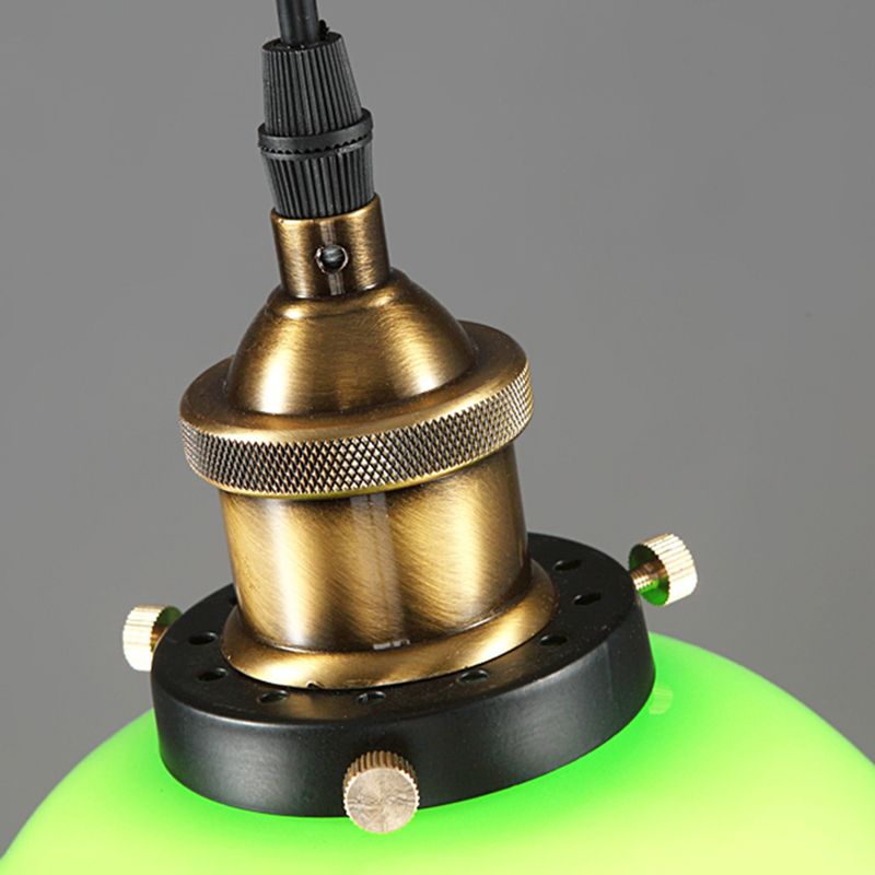 Green 1 Light Bell Pendant Lamp Vintage Industrial Glass Hanging Lamp for Living Room