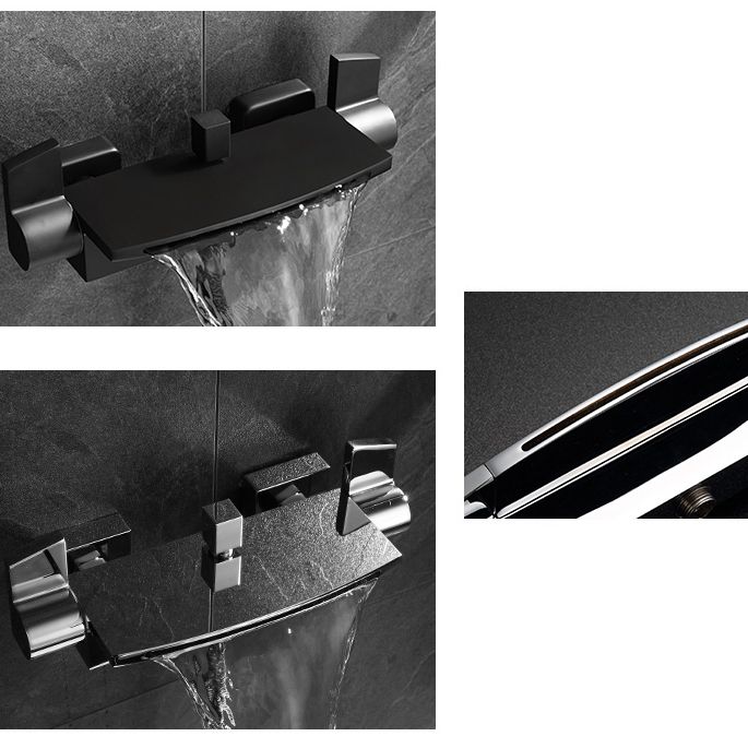 Modern Bathtub Faucet Copper Lever Handles Waterfall Wall Mounted Tub Faucet Trim