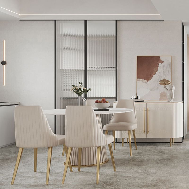 Round Dining Table Set 1/2/3/5/7 Pcs Sintered Stone Top Table with Chairs