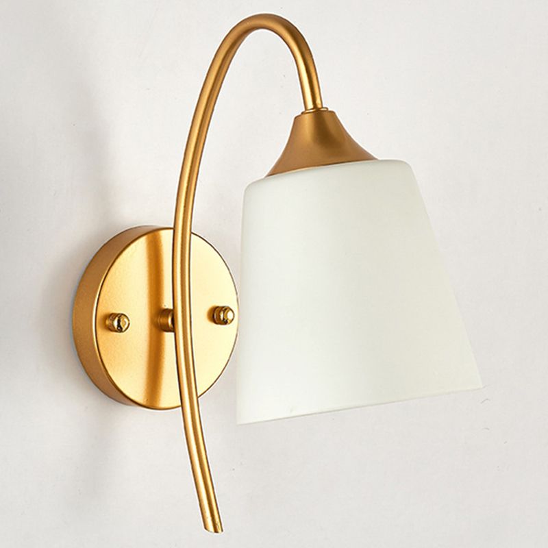 Gold Geometric Wall Lamp in Modern Creative Style Wrought Iron Wall Sconce with White Glass Shade