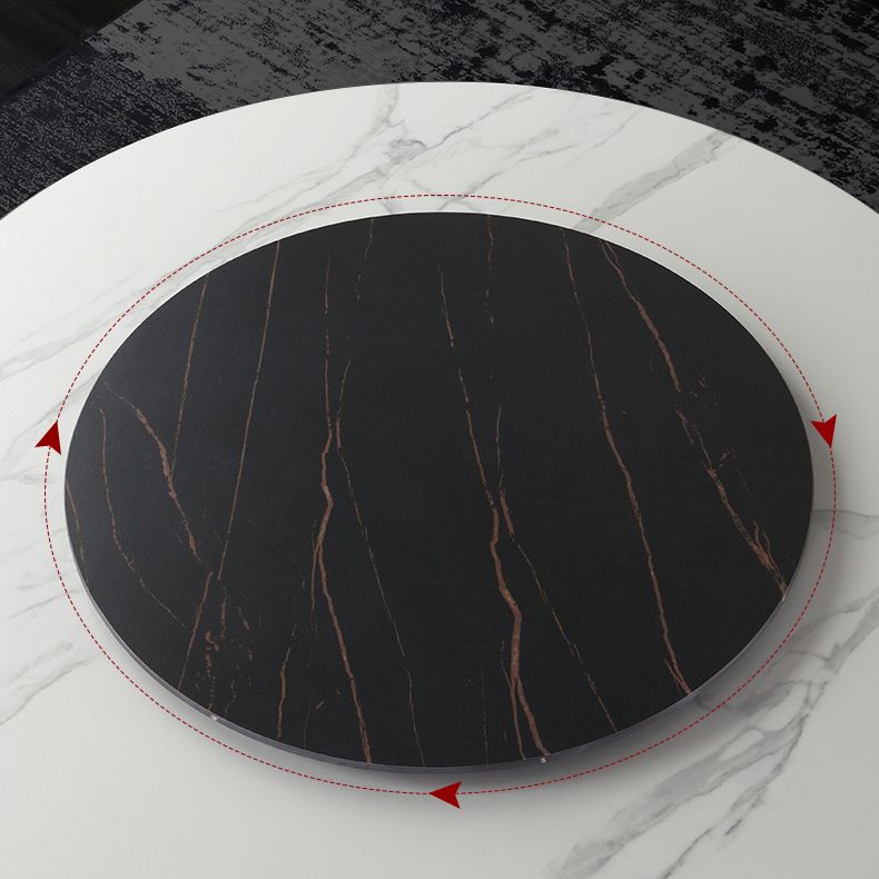 Modern Round Dinette Set 1/4/7 Pieces Sintered Stone Top Dining Table Set with Turntable