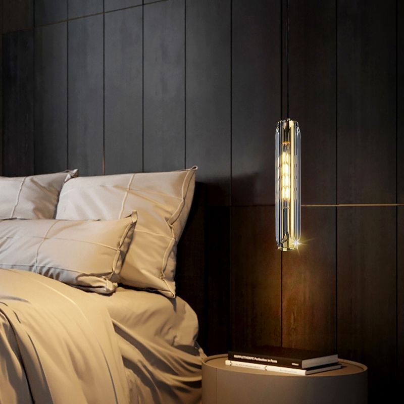 Lampada sospesa interna creativa moderna Copper cilindrico a sospensione con tonalità cristallina
