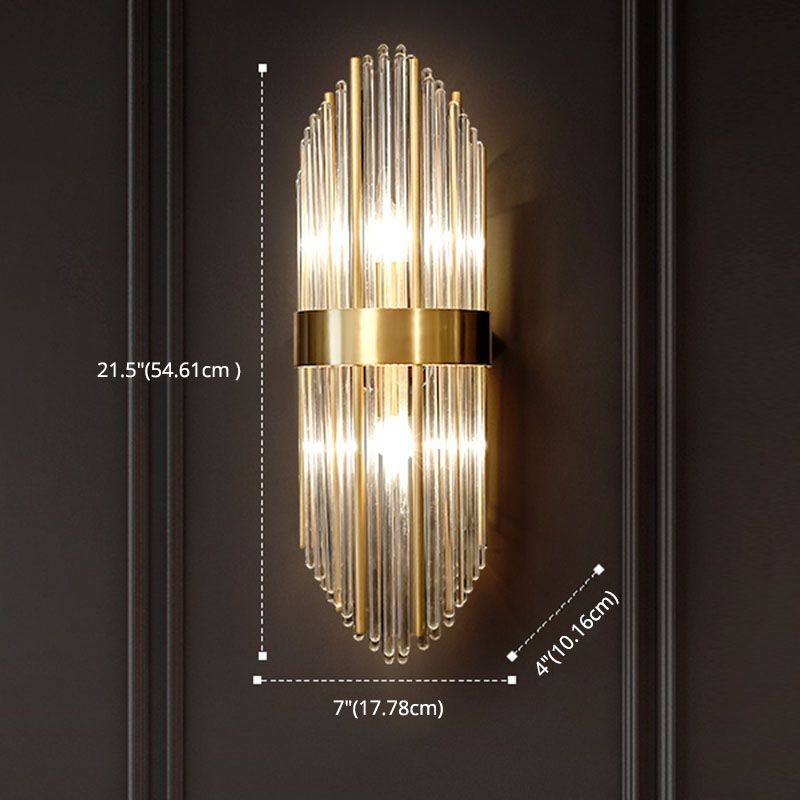 Curved Wave Wall Mounted Lamp Modern Style Fluted Crystal 2-Lights Sconce Lights in Black and Brass