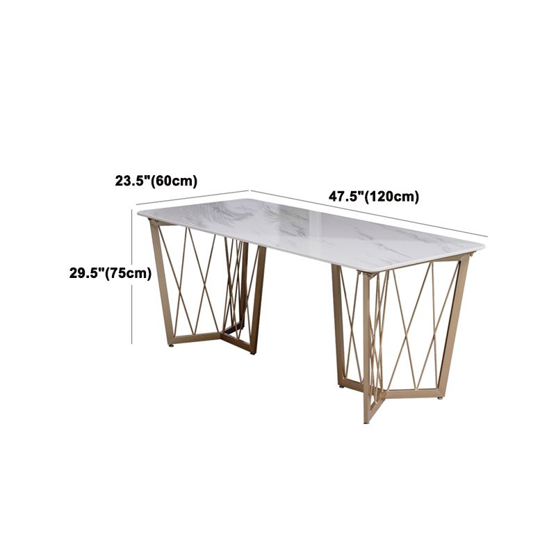Glam Marble Top Dinette Set 1/2/5/6/7 Pieces White Rectangle Dining Table Set