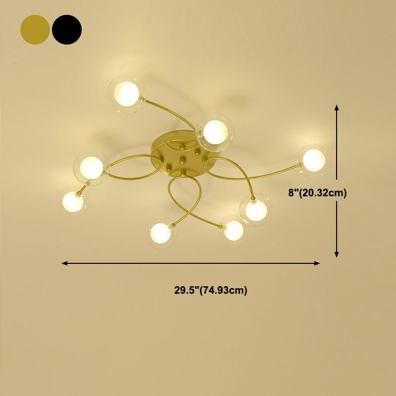 Lámpara de techo de múltiples luz iluminación de techo de vidrio de estilo moderno para sala de estar