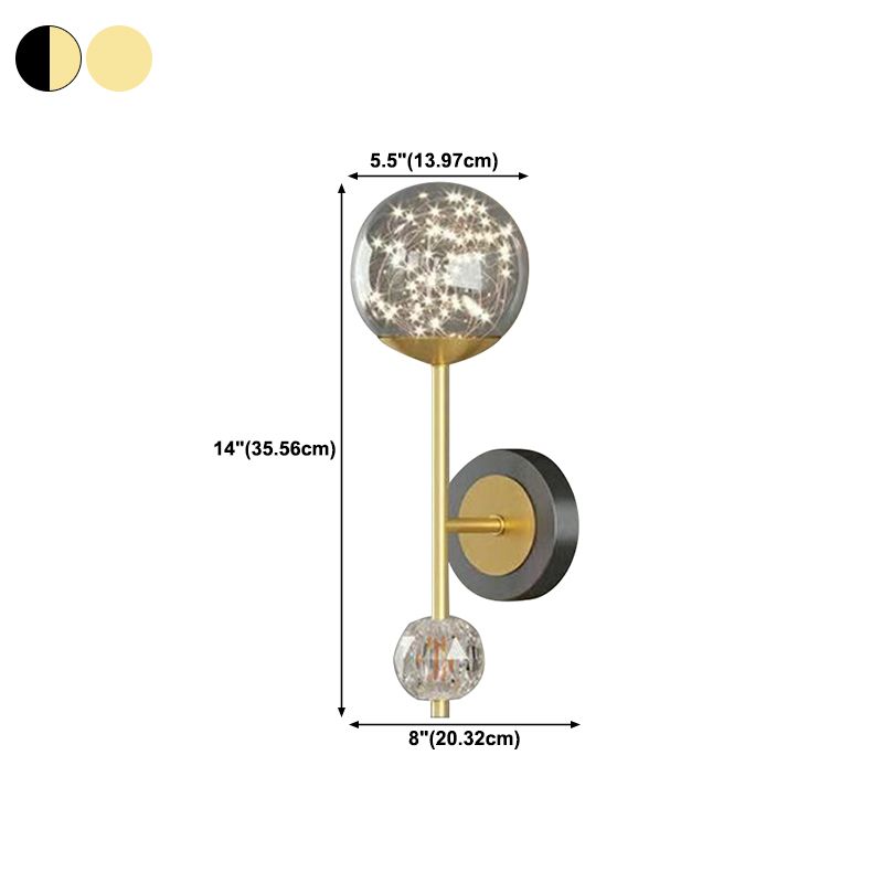 Light Luxury Style Aluminum Wall Light Glass Shade LED Wall Lamp for Bedroom