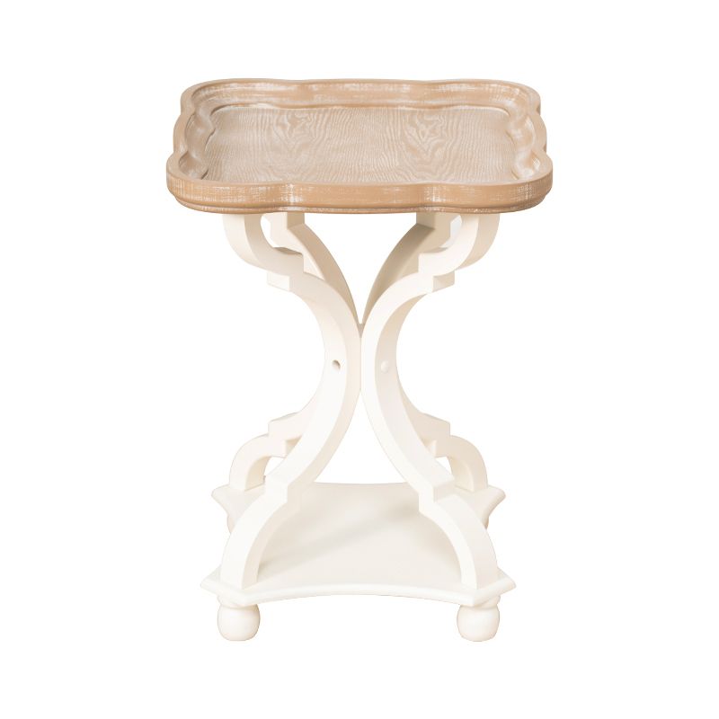 Rustic End Table Living Room Metal 4 Legs Solid Wood Side Table