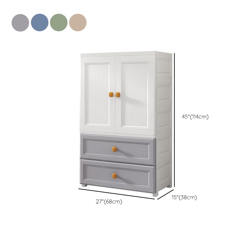 Bedroom Plastic Cabinet with Hinged Doors Matte Finish Modern Storage Cabinet