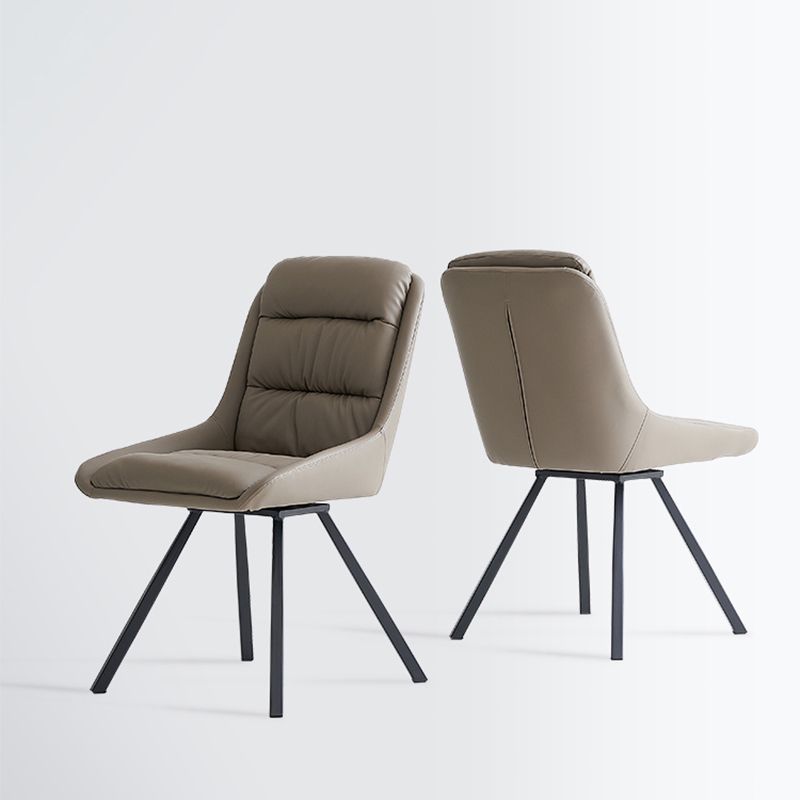 Mid-Century Modern Armless Side Chair Sewn Pillow Back Side Chair