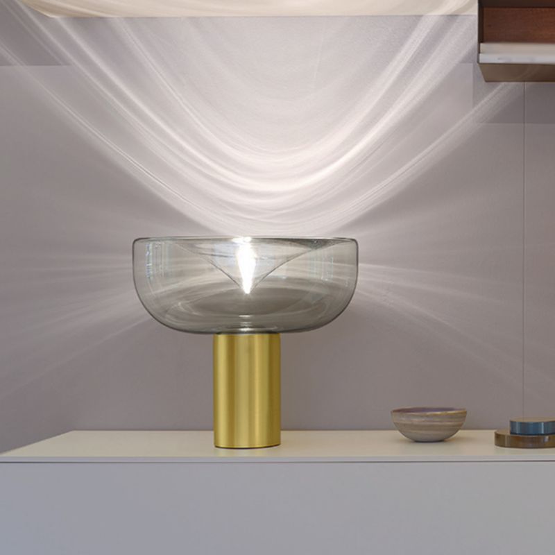 Round Shape Glass Table Lamp Modern Style 1 Light Table Lamp Fixture