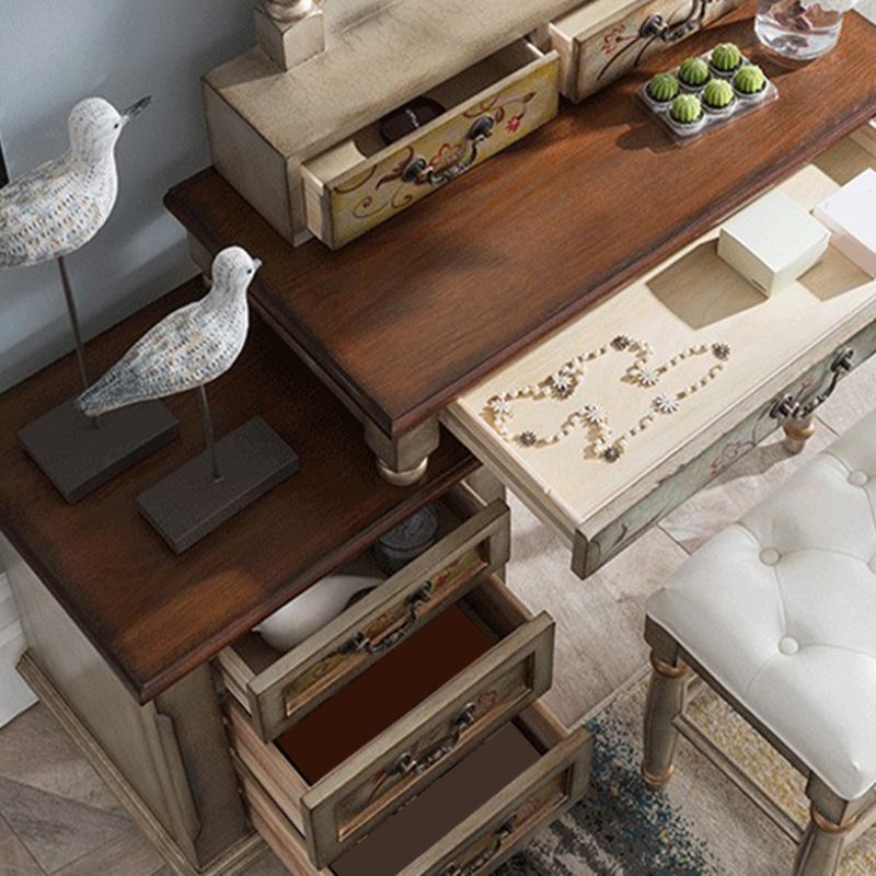 Victorian Makeup Vanity Table with Stool Dresser With Storage Drawers for Bedroom