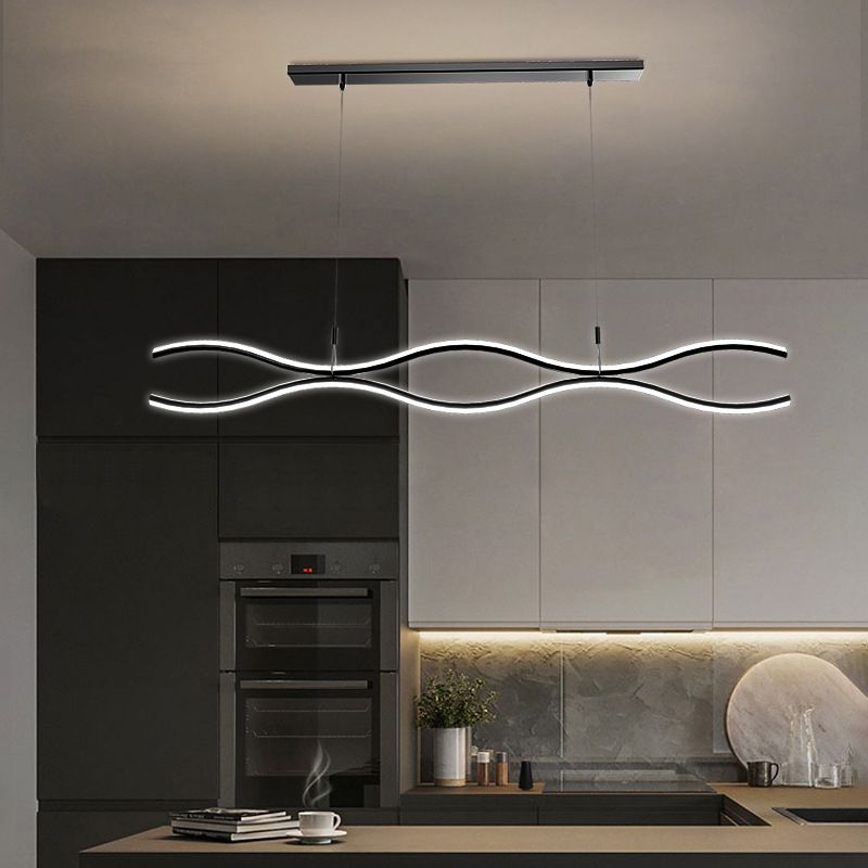 2 Light Linear Island Chandelier Modern Pendant Lighting Metal Island Lights