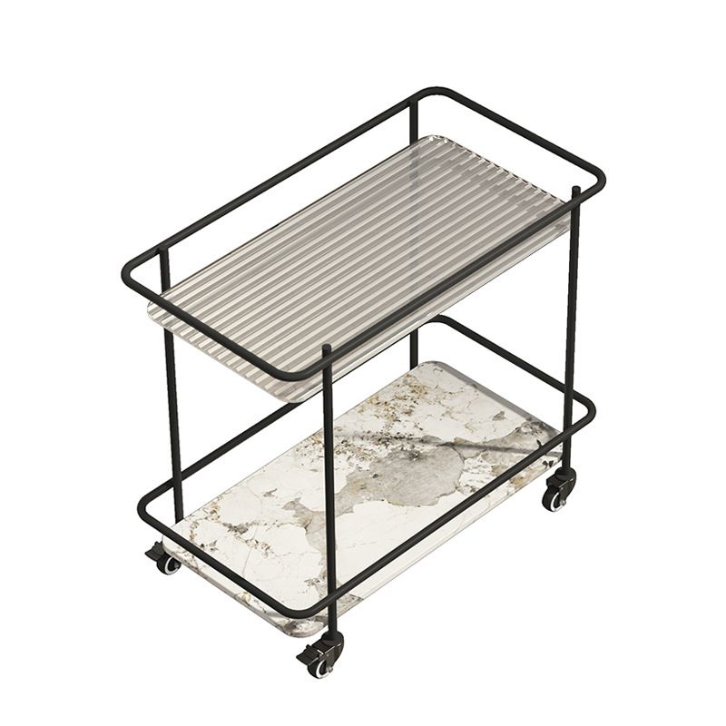 23.6" Tall Contemporary End Slide Table Glass Top Rectangular Side Table