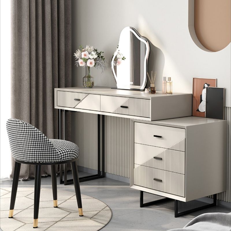 Scandinavian Stone White Vanity Desk 5-Drawers Vanity Dressing Table