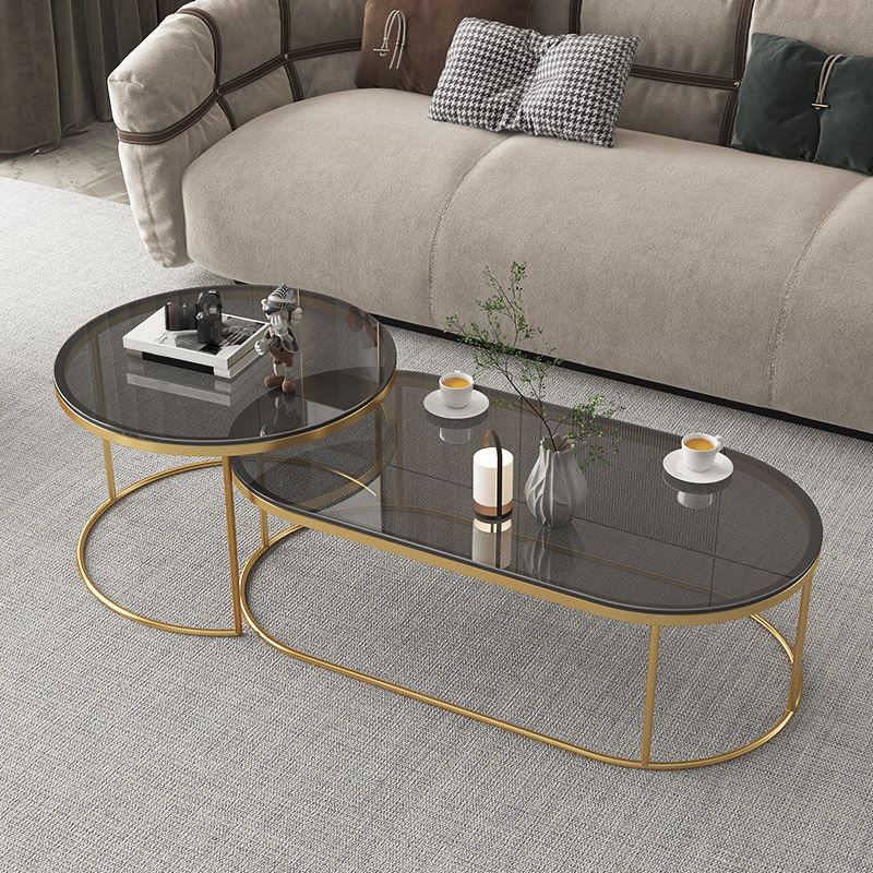 Frame Base 2 Nesting Coffee Table Modern Glass Coffee Table Set