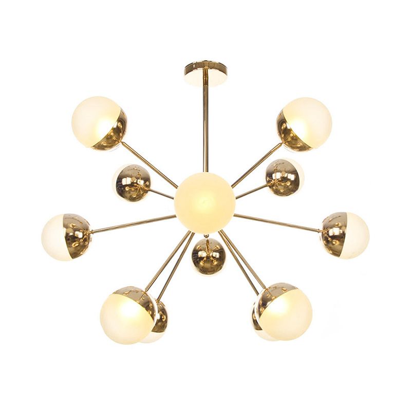 Semi-encastré Globe pour salle à manger, verre blanc/transparent/gris fumée, 9/12/15 lumières, luminaire semi-encastré contemporain en cuivre/chrome/or