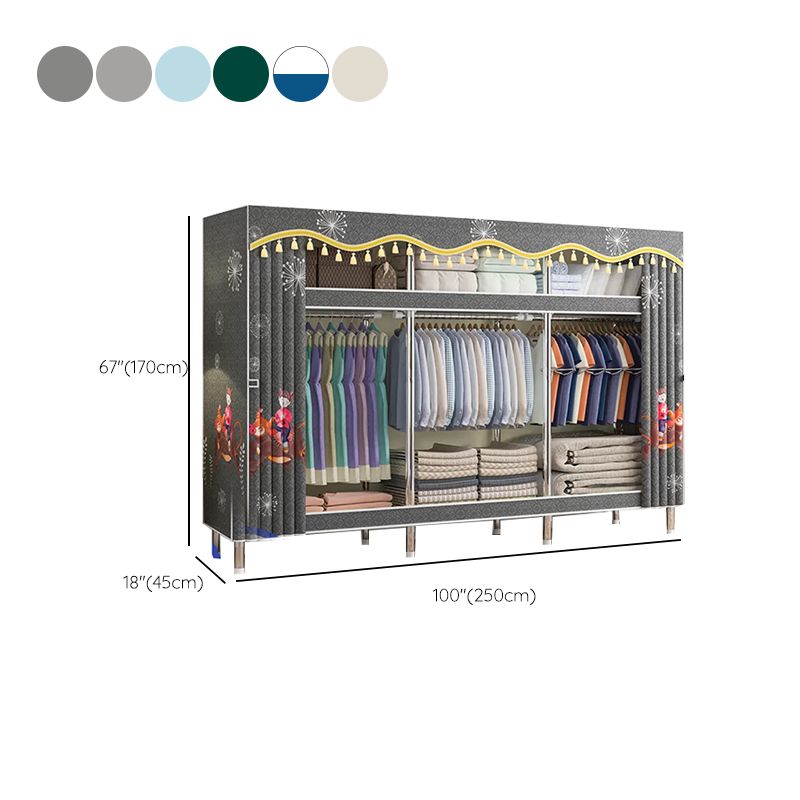 Freestanding Metal Frame Wardrobe Modern Removable Wardrobe with Legs