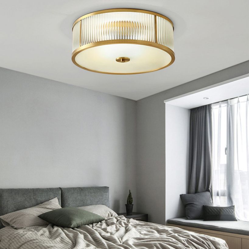 Colonial Classic round plafonnier cuivre intérieur encastré avec abat - jour en verre transparent