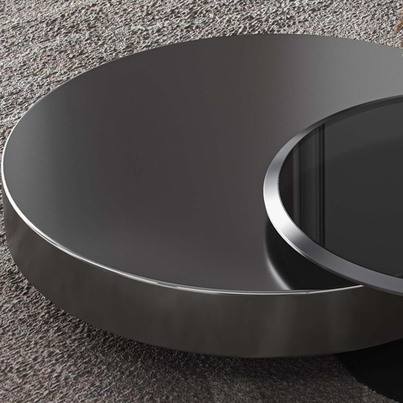Modern Style Tempered Glass Table Top Stainless Steel Base Round Coffee Table