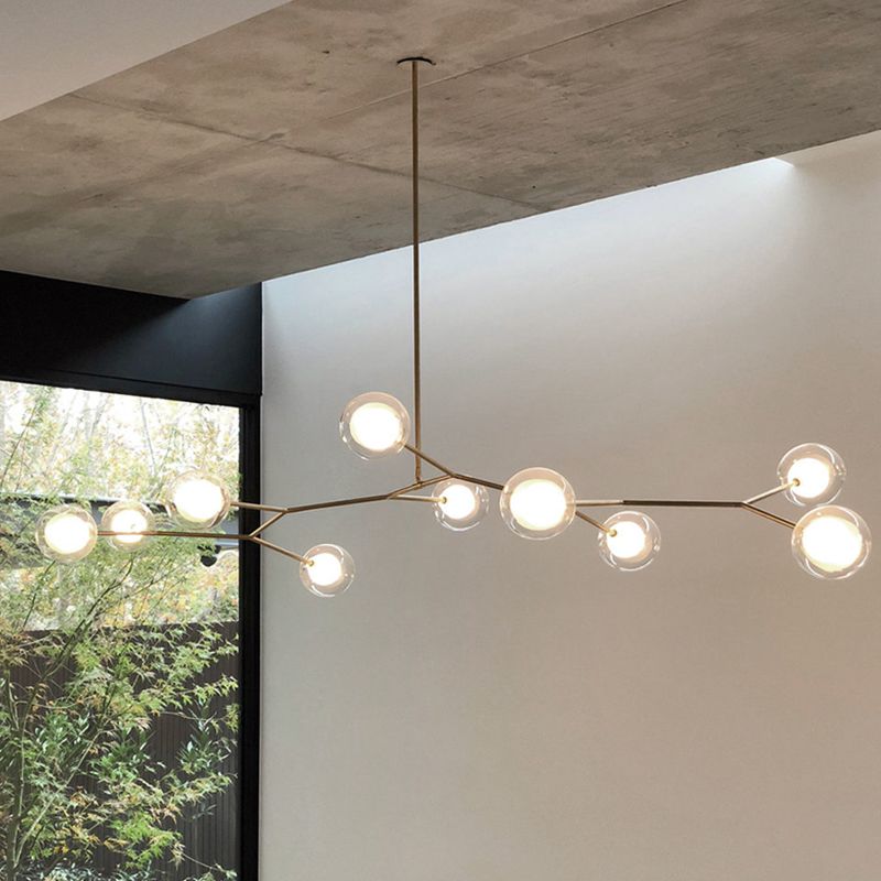 Nordic Modern Dining Island Light Glass Shade Chandelier Light Fixture for Dining Room