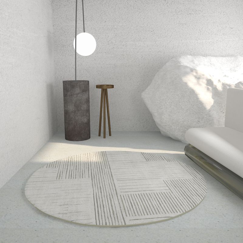 Tone abricot rond Rapier intérieur décontracté Polyester Lignes géométriques Rapis de support non glissant tapis intérieur pour le salon