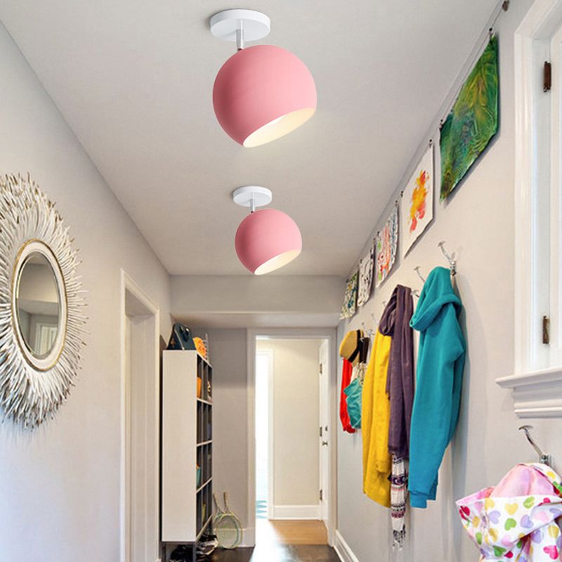 Plafonnier Globe en aluminium laqué à montage encastré Macaron concis et moderne pour vestiaire