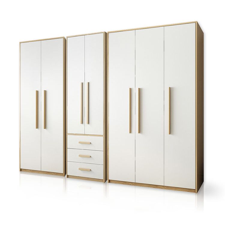 Contemporary White Storage Cabinet for Bedroom Manufactured Wood Hinged Door Cabinet