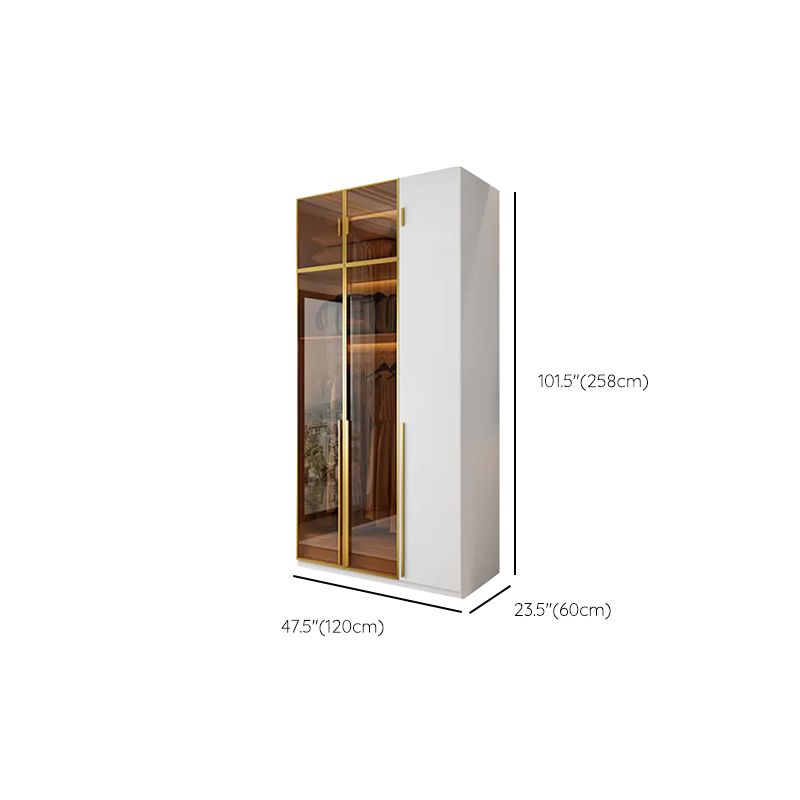 Modern White Wood Frame Wardrobe Armoire Freestanding Wardrobe with Soft Close Drawers