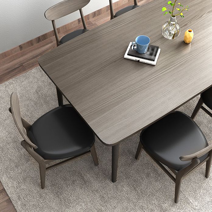 Traditional Style Solid Wood Dining Set with Fixed Table and 4 Legs Base