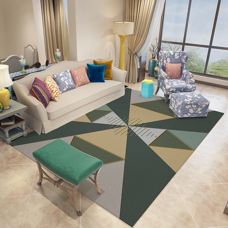 Light Grey Modern Rug Polyester Geometry Indoor Rug Stain Resistant Rug for Living Room