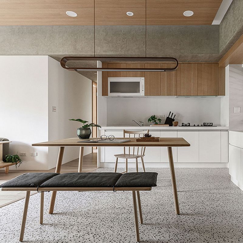 Oval Island Pendant LED Wood Modern Ceiling Pendant Light for Tea Room