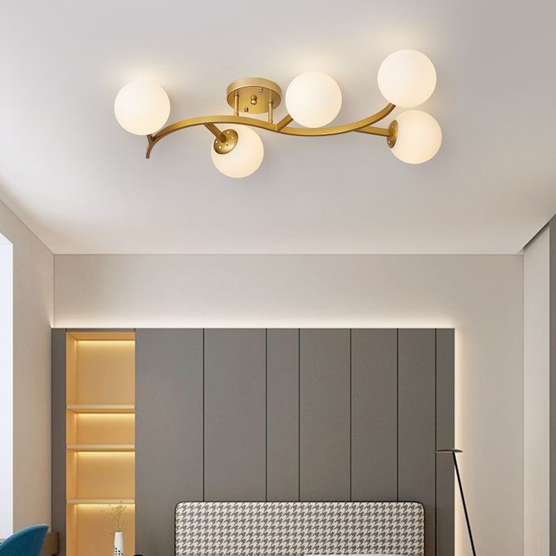 Sphere Glass Semi Mount Lighting Modern Style Ceiling Mounted Light
