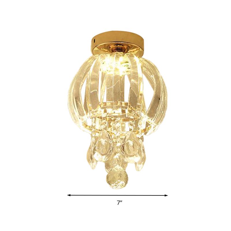 Kugel Deckenmontage Moderne klare Kristallglas LED Gold Semi Flush Mount Leuchte