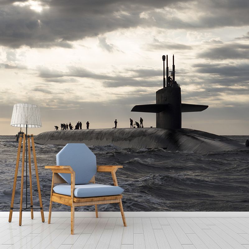 Sea Scenery Mildew Resistant Mural Wallpaper Sleeping Room Wall Mural