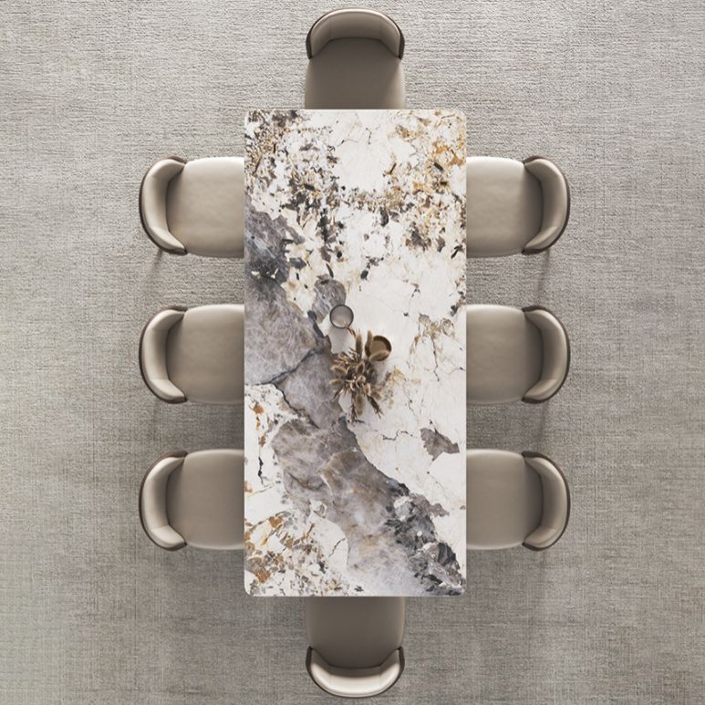 Nordic Glam Rectangle Sintered Stone Table Set 1/4/5/6/8 Pieces Dining Set