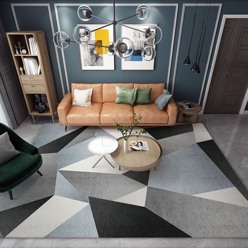 Trendy Home Decor Rug Multi-Color Geometric Area Carpet Polypropylene Anti-Slip Pet Friendly Rug