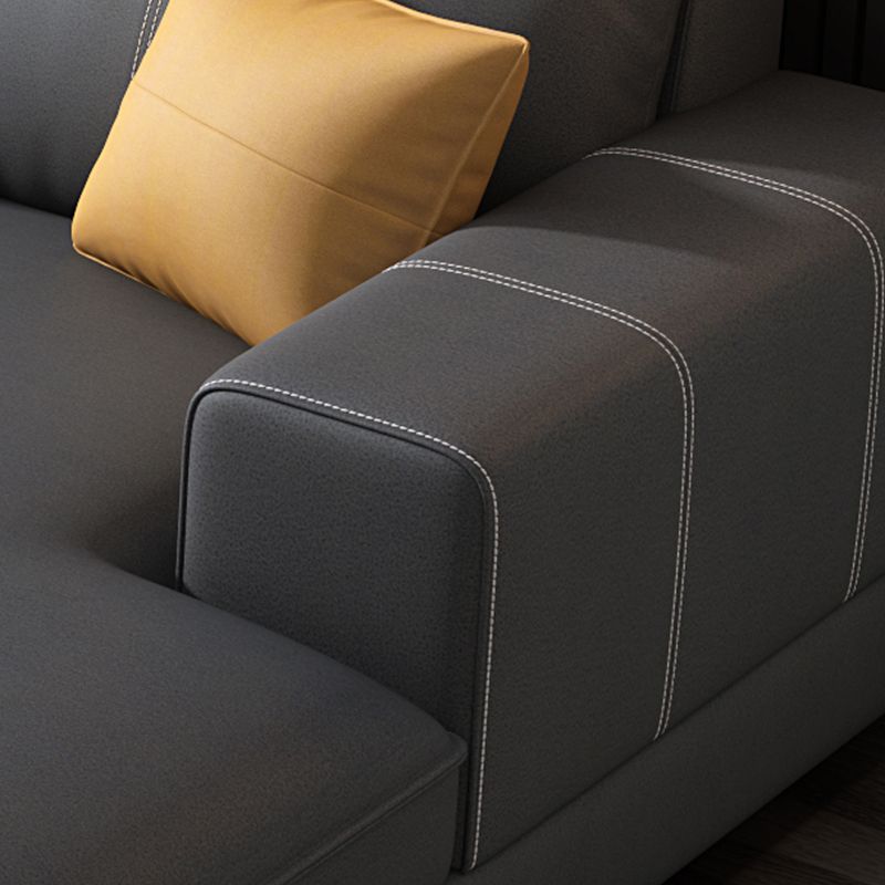 L-Shape Faux Leather Square Arm High Back Sectional with Stain-Resistant