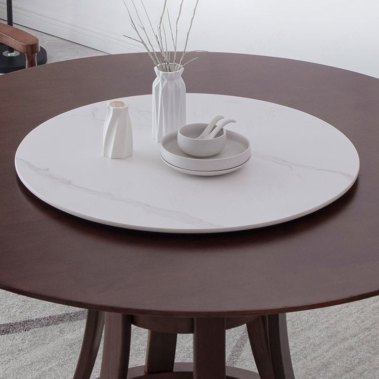 Modern Style Home Solid Wood Dining Table Round Shape Table with Single Pedestal