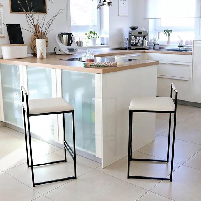 Contemporary Metal Bar Stools Indoor Barstool with Cushion and Low Back for Kitchen
