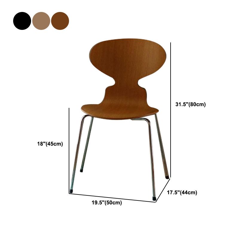 Metal and Wood Armless Dining Chairs Contemporary Side Chair Set