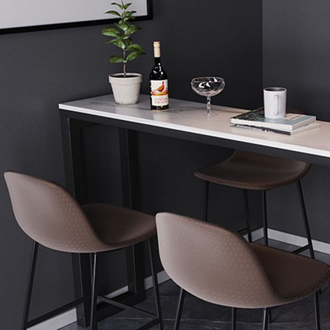 Contemporary Bar Dining Table Rectangle Bar Table with Shelves in Black